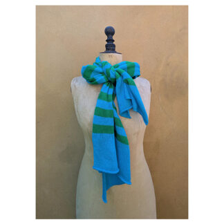 NEW Cashmere + Cotton Stripey Scarf “Mural + Parrot”