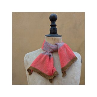 Flax Linen Necktie “Coral, turquoise and Copper”