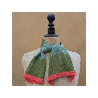 Flax Linen Necktie “Olive, turquoise and Coral”