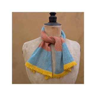 Flax Linen Necktie “Turquoise, Orange + Yellow”