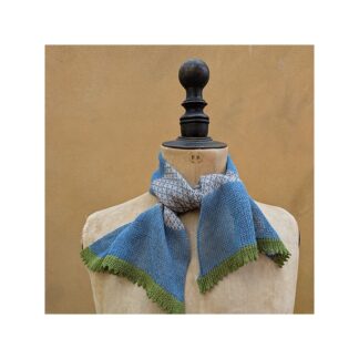 Flax Linen Necktie “Denim, natural + Olive”