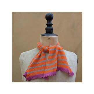 Flax Linen Necktie “Orange, turquoise and magenta”