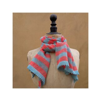 Flax Linen Scarf “Coral + Turquoise”