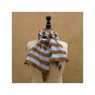 Flax Linen Scarf “Copper + Icy Blue”